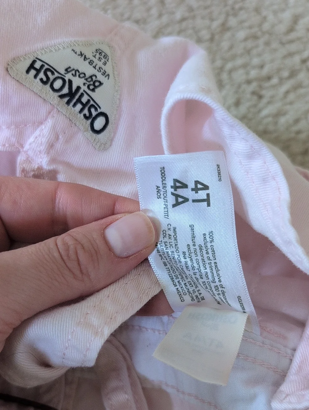 Oshkosh Light Pink Heart Pocket Overalls 4t